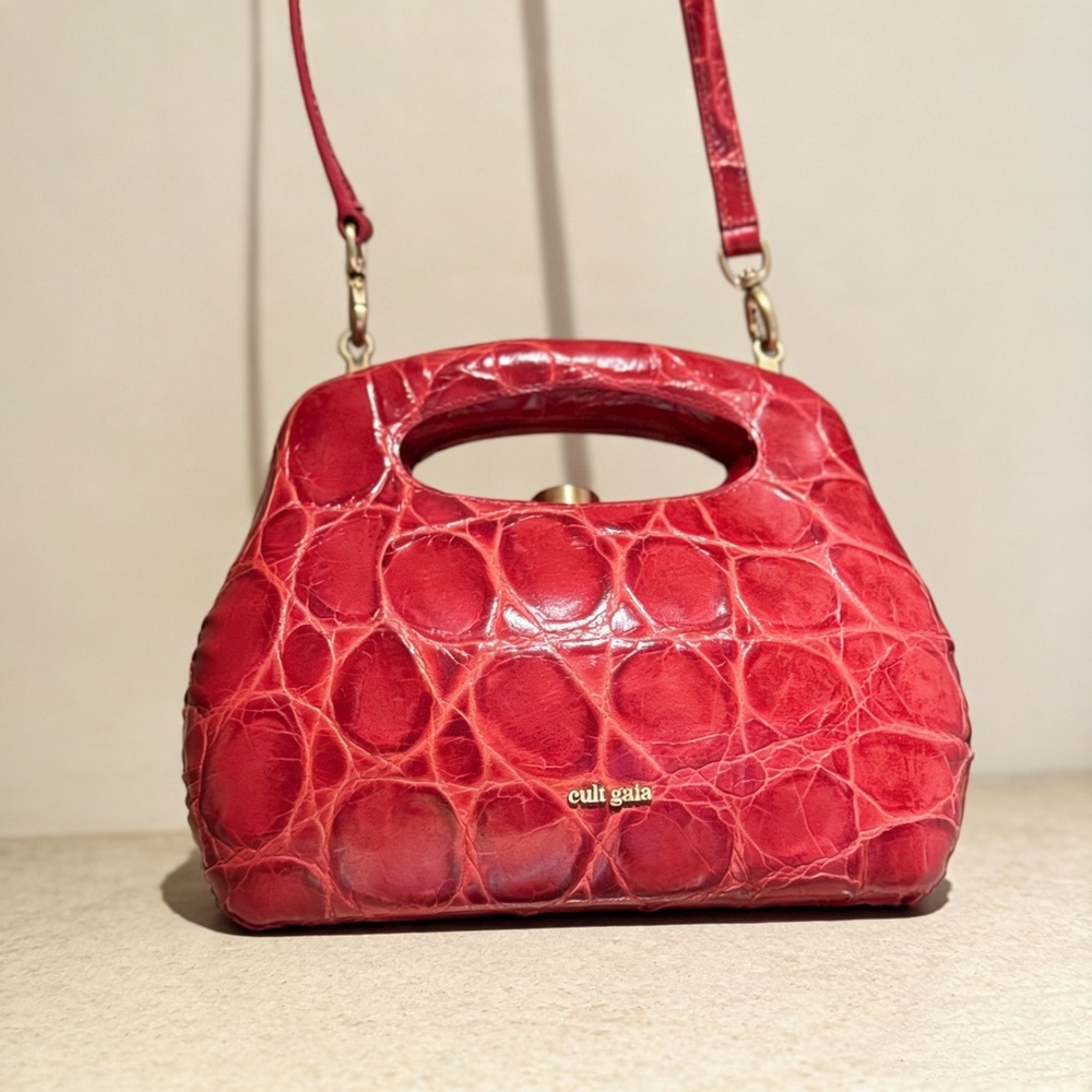 Cult Gaia Mimi Bag - Red Croc-Embossed